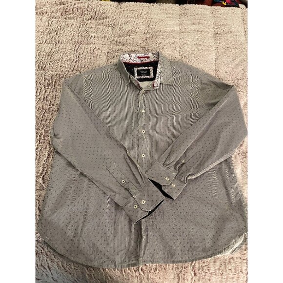 Level Ten Mens Modern XL Long Sleeve Button-Up Shirt With Floral Trim & Contrast - Picture 7 of 16